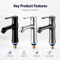 Robinet monocommande moderne à capteur, à poser sur comptoir, eau froide, corps en plastique ABS, pour usage hôtelier, avec cartouche céramique