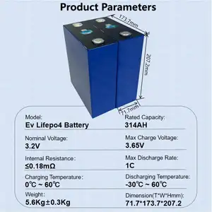 Xiho Ev E 3.2V 330Ah 314Ah 306Ah 280Ah Lithium Ion Batteries Prismatic Cell Lifepo4 Battery Cells Solar Energy Storage Battery