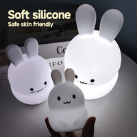 Lampe de Nuit Veilleuse LED Respirante Tactile Lapin en Silicone pour Décoration Chambre de Bébé, Salon et Chambre à Coucher