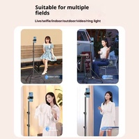 Support de téléphone portable pliable support 2.1m trépied extensible avec anneau lumineux pour appareil photo Smartphone
