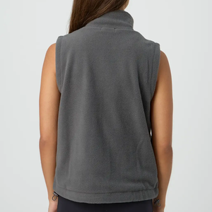 Gilet <span class=keywords><strong>polaire</strong></span> zippé pour <span class=keywords><strong>femme</strong></span> Vêtements de sport Col répandu Couleur unie Gilet pour <span class=keywords><strong>femme</strong></span> avec poches <span class=keywords><strong>sans</strong></span> manches - Product Image 3