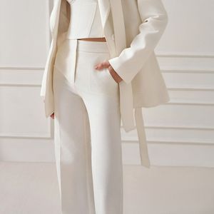 À la mode femmes MIRRI sable JACQUARD pantalon droit luxe pantalon ensemble 2025 été printemps vêtements - Product Image 2