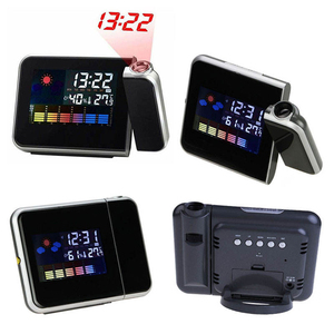 Desktop Clock <b>Digital</b> Alarm Clock with Projector Color Screen Time Projection Clock Multi-function Weather <b>Calendar</b> Time Watch - Product Image 1