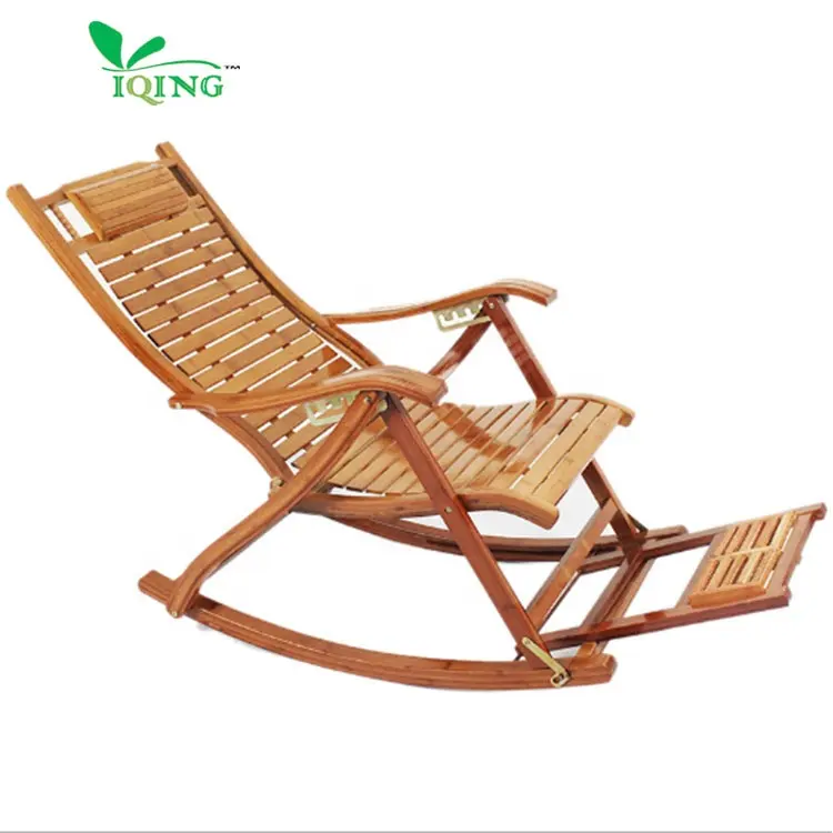 YIQING เก้าอี้โยกแบบพับได้สำหรับผู้ใหญ่,เก้าอี้โยกแบบพับได้ไม่ยืดได้ทำจากไม้ไผ่ปี YQ-BRCP155