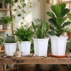 Pots de culture ronds en plastique blanc robustes, jardinières de pépinière EU avec un excellent système de drainage pour le jardinage intérieur W300 - Product Image 2