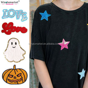 Camicia all'ingrosso abito <span class=keywords><strong>donna</strong></span> elegante pezza personalizzata <span class=keywords><strong>zucca</strong></span> fantasma ciniglia ricamata con paillettes corta abiti Casual <span class=keywords><strong>donna</strong></span> - Product Image 5