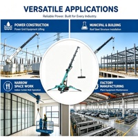 Grue araignée électrique/essence de 1,5 tonne, 380V, hauteur de levage de 6,5 m, châssis compact sur chenilles en caoutchouc pour atelier et manutention de matériaux