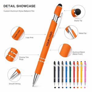 Aluminum Stylus Ballpoint <b>Pen</b> Custom Logo Soft Touch Metal <b>Pen</b> OEM ODM Promotional <b>Pens</b> For Wholesale Corporate Gifts Bulk Set - Product Image 2
