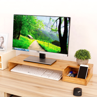 Support de moniteur surélevé en bambou avec tiroirs, support de bureau pour ordinateur portable avec rangement pour clavier, accessoires d'ordinateur