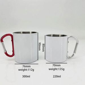 แก้วกาแฟสแตนเลสแบบพกพา ขนาด 220 มล. 300 มล. สำหรับเดินป่า ตั้งแคมป์ กีฬากลางแจ้ง ท่องเที่ยว พร้อมห่วงคาราไบเนอร์ เหมาะสำหรับการพิมพ์ลายแบบซับลิเมชั่น - Product Image 3