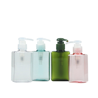 Bouteille pompe carrée en PET écologique 150 ml, rose transparent, avec logo personnalisé estampé à chaud, distributeur de shampoing vide