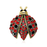 XILIANGFEIZI Broche Coccinelle Entièrement Sertie de Diamants, Style Euro-Américain, Accessoires Épingles Insectes, Vente en Gros Usine
