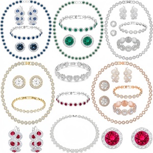 Conjunto de <span class=keywords><strong>Collares</strong></span>, <span class=keywords><strong>Pendientes</strong></span> <span class=keywords><strong>y</strong></span> Pulseras de Cristal con Corte Redondo Deslumbrante, Ideal <span class=keywords><strong>para</strong></span> Mujeres - Product Image 1