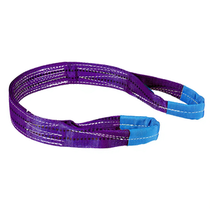 Sangles plates en polyester Fervi, extrémités violettes et bleues, longueur 2 m, équipement de levage robuste - Product Image 2