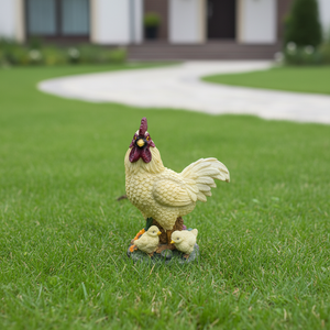 カスタムメイドのソーラーLED樹脂製装飾イースターヘン像、鶏の耐水性ガーデン彫刻 - Product Image 3