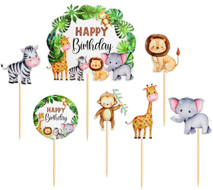 <span class=keywords><strong>Safari</strong></span> Animal Cupcakes Toppers Anniversaire Gâteaux Décor pour Enfants Sauvage <span class=keywords><strong>Jungle</strong></span> Animal Thème Anniversaire Baby Shower Événement Fête Fournitures - Product Image 3