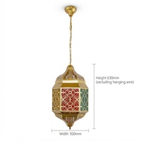 Luminaire suspendu carré en fer et verre bronze antique marocain, style vintage islamique ajouré, taille moyenne, pour restaurant, hôtel, décoration intérieure