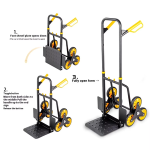 Chariot à plateforme industriel en acier épaissi à 6 roues, capable de monter les escaliers, capacité de charge de 120 kg, OEM, diverses utilisations - Product Image 2