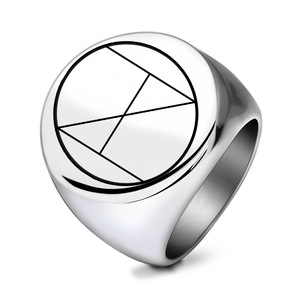 Geometric Round Stainless Steel <b>Ring</b> 22mm Unisex Jewelry Gift <b>Plain</b> Design - Product Image 5