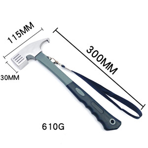 Martillo de Camping YTH Resistente con Removedor de Estacas para Tienda de Campaña, Martillo de Acero para Tienda de Campaña con Mango Recubierto de Goma y Correa de Sujeción - Product Image 2