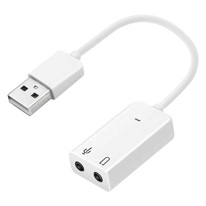 Hoge Kwaliteit Witte Usb 2.0 Virtuele 7.1 Kanaal 7.1 Kanaal Externe Usb Geluidskaart