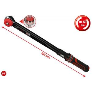 KS TOOLS-516,1493 3/8 ''ERGOTORQUE®Llave dinamométrica de precisión con cabeza de trinquete de seta rotativa LLAVES DE TORQUE MECÁNICO - Product Image 2
