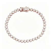 Bracelet tennis en or 14 carats, coupe cœur 3-5 mm, bijoux de luxe unisexe pour femme, cadeau pour mariage ou fête