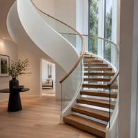 Escalier Courbé de Luxe Moderne pour Villa Haut de Gamme, Conception en Collaboration avec des Designers, Vente Directe Usine
