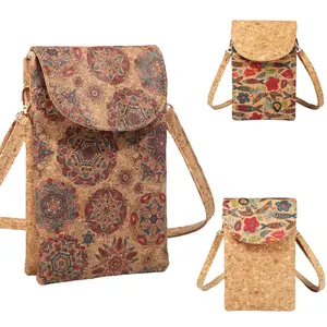 Nouveau cuir de liège naturel épaule bandoulière Mini sacs de téléphone portable pour dames filles fronde sacs de téléphone portable pour femmes en gros