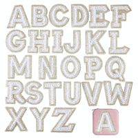 Lettres brodées à la main en perles et au crochet, à thermocoller