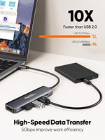 Hub USB-C 5 en 1 de haute qualité, 5 ports, 3 USB 3.0 + adaptateur convertisseur PD, chargeur rapide, alliage d'aluminium, en stock