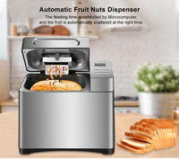 Máquina para Hacer Pan Automática de 650W y 2lb, Acero Inoxidable, para Masa, Mermelada, Pastel, Trigo Integral, Sin Gluten, Función Mantener Caliente, Pantalla LCD, Antiadherente, Programable
