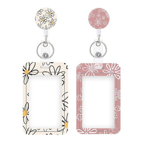 Clip dorsal en époxy rond de 3,2 mm avec boucle à tirage facile, porte-carte vertical, badge rétractable en ABS semi-transparent imprimé UV - Product Image 1