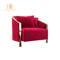 Fauteuil de salon de luxe sur mesure de haute qualité, élégant et moderne, en tissu, avec repose-pieds en acier inoxydable