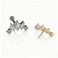 Pendientes de Corona de Titanio ASTM F136 con Zirconia sin Rosca, Antialérgicos, de Moda, Venta al por Mayor