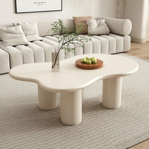 Mesa de Centro Moderna para Apartamento Pequeno, Cor Creme, Design Estilo Nuvem, Mesa de Café, Mesa Lateral para Sala de Estar, Móveis para Casa - Product Image 5