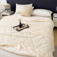 Couverture en sherpa jacquard double couche, couverture en polaire douce et chaude, couverture en sherpa Cobijas pour l'hiver