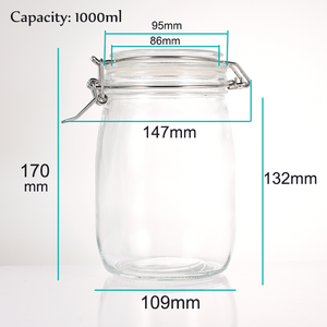 1000ML réservoir de stockage en verre personnalisé ménage cuisine réservoir d'étanchéité <span class=keywords><strong>gros</strong></span> <span class=keywords><strong>grains</strong></span> fruits secs réservoir de stockage boucle - Product Image 4