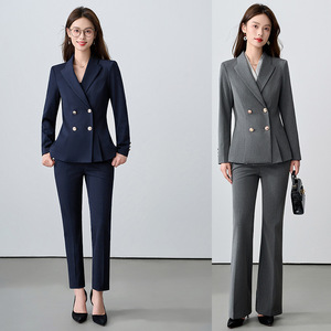 Women's Suit Set Polyester Worsted Full Sleeve Slim Fit Blazer Professional Office Lady Spring Anti-Wrinkle - Product Image 1