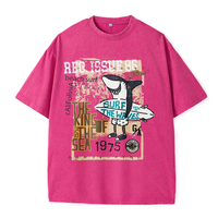 T-shirt surdimensionné en coton tricoté 100 % pour homme noir avec motif requin surfeur et texte « King Sea », écologique, idéal pour les tenues décontractées de plage