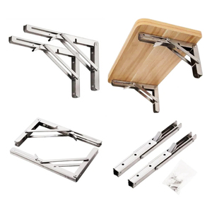 Supporti per Mensole Pieghevoli in Acciaio Inox Resistente, Montaggio a Parete Fai-da-Te, Salvaspazio per Tavoli e Banchi da Lavoro - Product Image 6