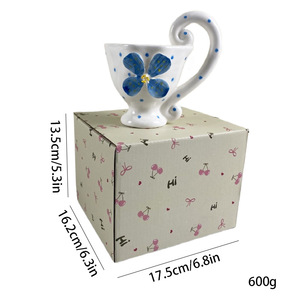 Tazza da <span class=keywords><strong>Caffè</strong></span> in Ceramica Floreale Vintage, Tazza Dipinta a Mano con Manico a Spirale per Tè, <span class=keywords><strong>Caffè</strong></span>, Arredamento Casa - Product Image 6