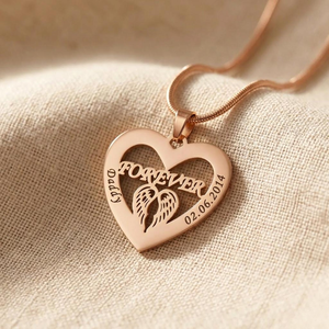 Collana con Ciondolo 'Angelo nel Mio Cuore' Jietao in Acciaio Inox Placcato Oro 18K, Gioiello Incidibile con Data, Regalo Romantico per Innamorati - Product Image 2