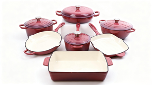 Set di pentole antiaderenti <span class=keywords><strong>in</strong></span> <span class=keywords><strong>ghisa</strong></span> di lusso moderno con casseruola <span class=keywords><strong>in</strong></span> metallo smaltato e coperchio colorato per uso domestico <span class=keywords><strong>in</strong></span> cucina - Product Image 6