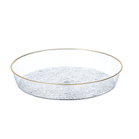 Plateau en plastique PET sans plomb à bord doré, plateau à fruits transparent