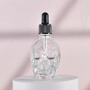 High Quality 50ml 1.5oz Exquisite <strong>Skull</strong> <strong>Glass</strong> <strong>Bottle</strong> With Gold Sliver Dropper for Personal Care - Product Image 6