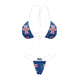 Traje de Baño Bikini Triangular con Estampado Tribal de la Bandera Haitiana, Directo de Fábrica, con Tirantes Ajustables, Personalizable con Impresión OEM - Product Image 1
