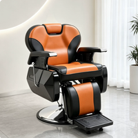 Fauteuil de Barbier Vintage en Cuir PU Effet Huile pour Salons – Chaise Pivotante Inclinable et Réglable en Hauteur pour Permanente/Coloration et Coiffure Homme