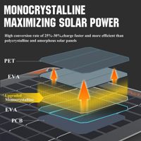 Kit de panneaux solaires 12V, étanche IP65, chargeur solaire portable, kit de chargeur alimenté à l'énergie solaire, chargeur de batterie de voiture à haute efficacité