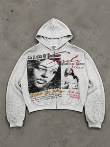 ODM Polyester/Cotton <strong>Fleece</strong> Zip-Up Hoodie Embroidered Digital Printed Distressed Design Oversized Fit for <strong>Men's</strong> Winter <strong>Jacket</strong> - Product Image 1